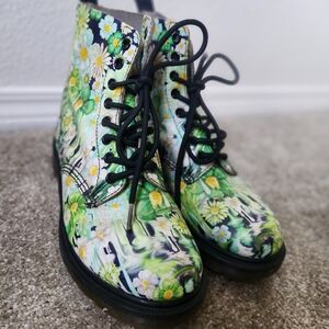 Dr Martens Floral Combat Boots